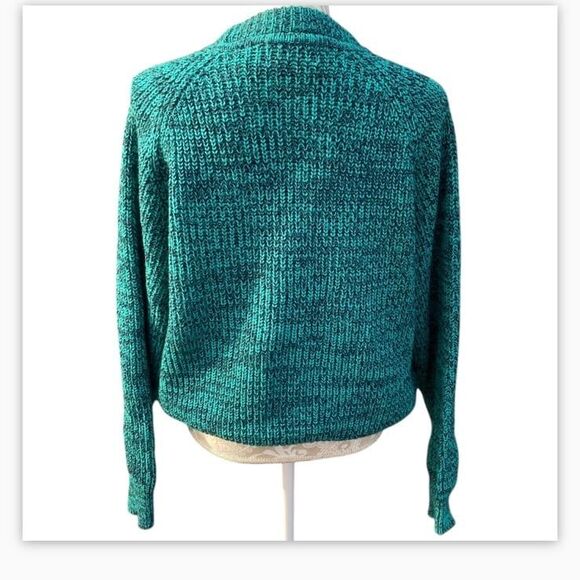Vtg Strawbridge & Clothier Size XL green navy marled chunky pullover sweater - Picture 2 of 8